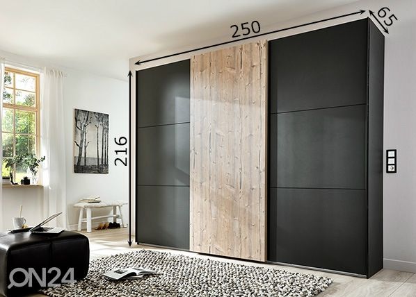 Lükandustega riidekapp Portfield h216x250 cm mõõdud