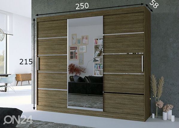 Lükandustega riidekapp Sania 250 cm mõõdud