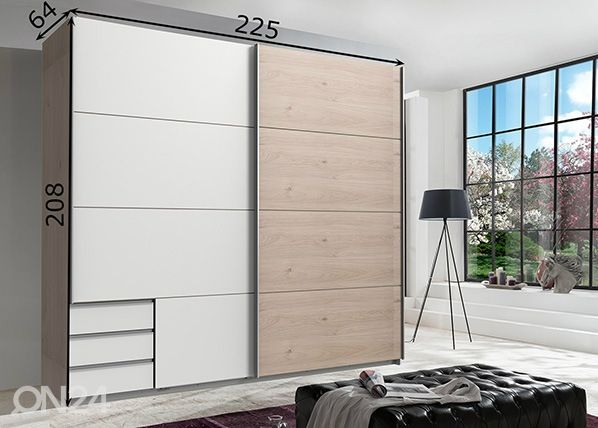 Lükandustega riidekapp Seattle 225 cm mõõdud