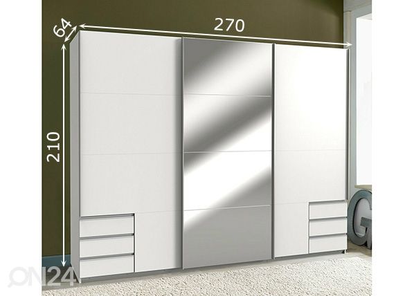 Lükandustega riidekapp Seattle 270 cm mõõdud