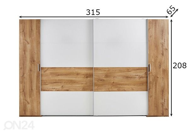 Lükandustega riidekapp Virgo 315 cm mõõdud