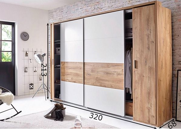 Lükandustega riidekapp Virgo 320 cm mõõdud