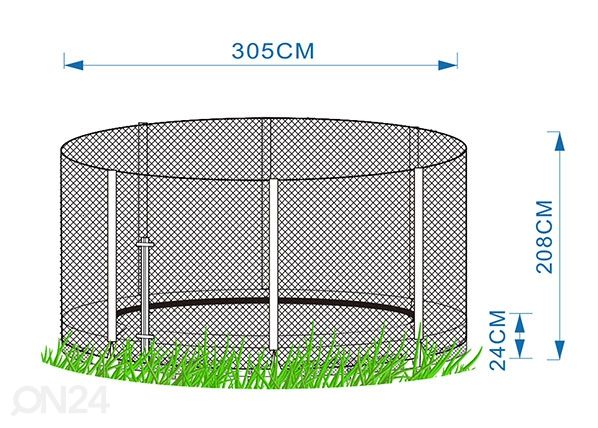 Maapealne batuut 3,05 m turvavõrguga mõõdud