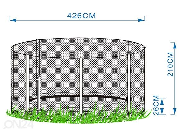 Maapealne batuut 4,26 m turvavõrguga mõõdud