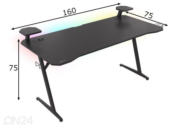 Mängurilaud Genesis Holm 510 RGB, must mõõdud
