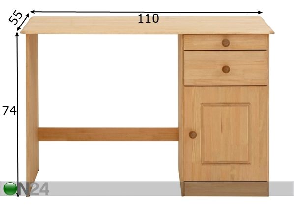 Männipuidust kirjutuslaud Mio mõõdud