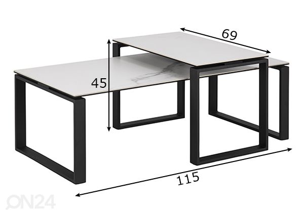 Marmorplaadiga diivanilaud Sevilla 115x69 cm mõõdud