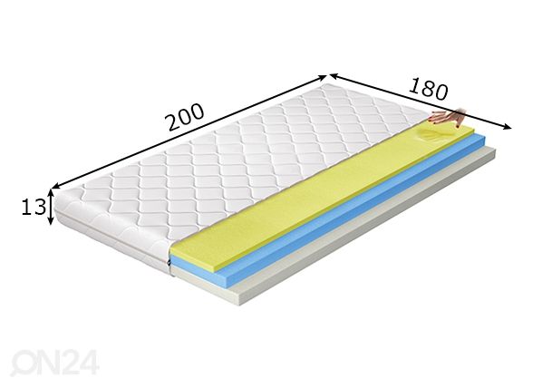 Memory foam madrats Simona 180x200 cm mõõdud