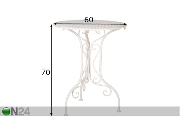 Metallist kokkupandav laud Teresa Ø 60 cm mõõdud