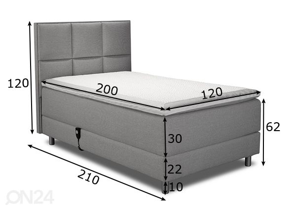 Mootorvoodi topeltvedrustusega Hypnos Hermes 120x200 cm mõõdud
