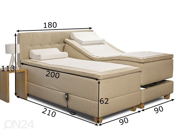 Mootorvoodi topeltvedrustusega Hypnos Hermes 180x200 cm mõõdud