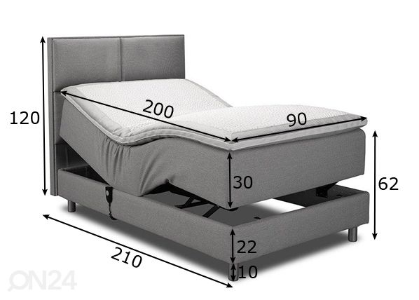 Mootorvoodi topeltvedrustusega Hypnos Hermes 90x200 cm mõõdud