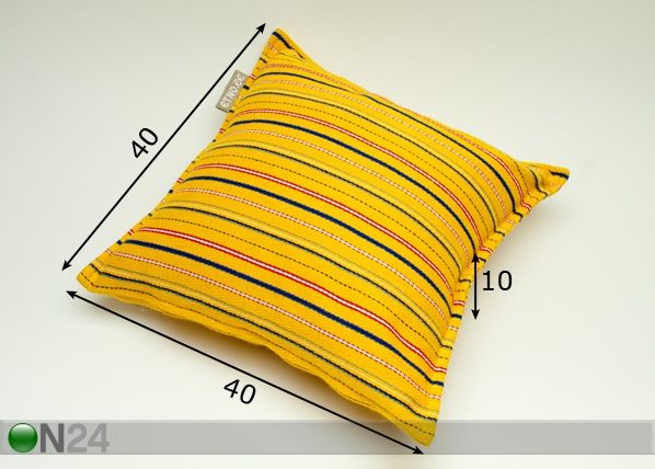 Muhu kollase-triibuline dekoratiivpadi 40x40 cm mõõdud