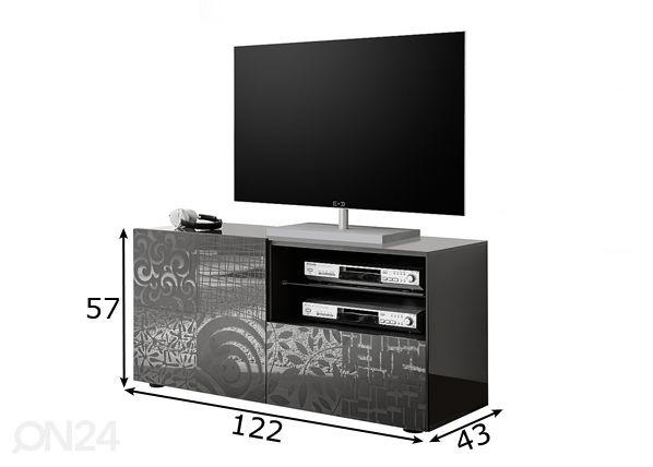 Must TV-alus Miro 01 mõõdud