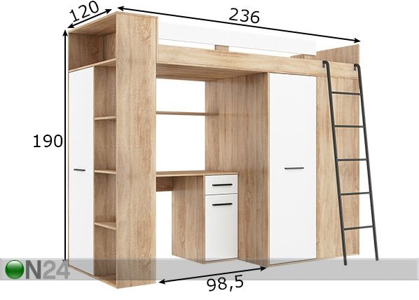 Narivoodi lauaga 90x200 cm mõõdud
