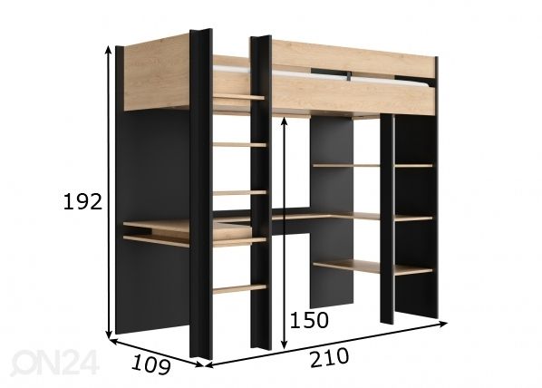 Narivoodi lauaga Duplex 90x200 cm mõõdud