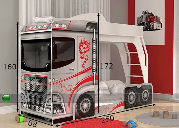 Narivoodi Mega Truck 80x190 cm mõõdud