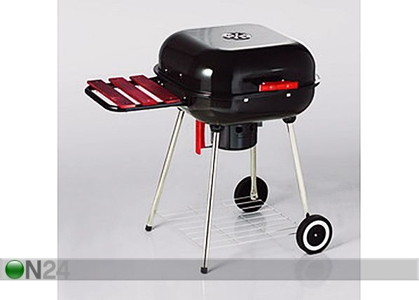 Neljakandiline söegrill puidust abipinnaga 18"