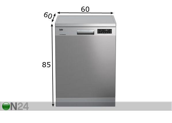Nõudepesumasin Beko DFN26321X mõõdud