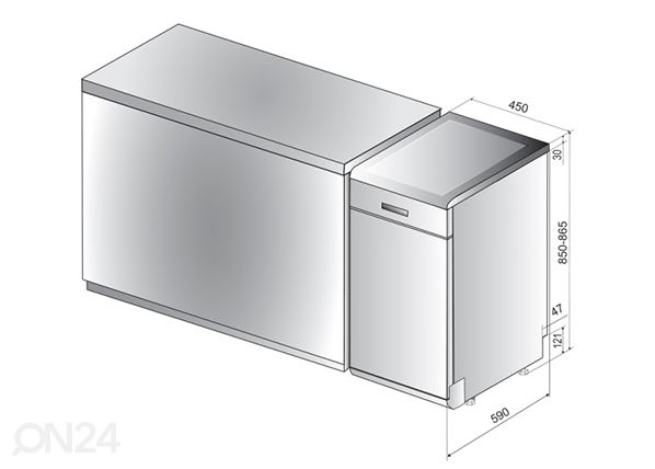 Nõudepesumasin Hotpoint-Ariston HSFO3T223WCX mõõdud
