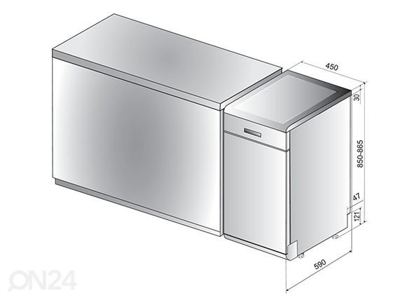 Nõudepesumasin Whirlpool WSFO3O34PF mõõdud
