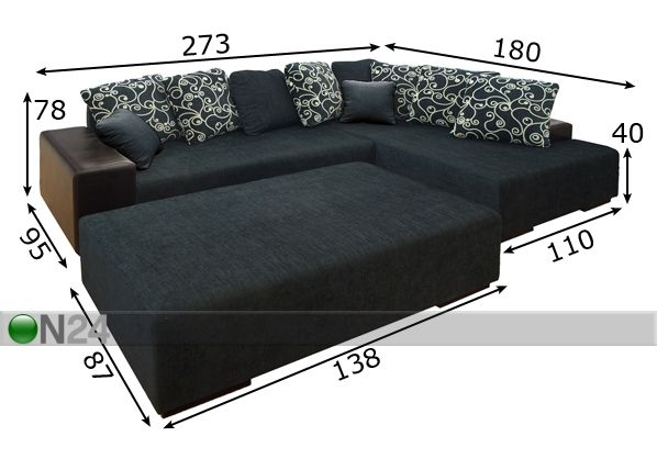Nurgadiivan Julius+tumba mõõdud