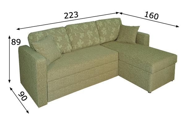 Nurgadiivan-voodi Paula mõõdud