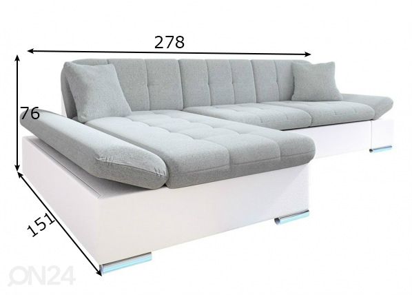 Nurgadiivanvoodi + LED mõõdud