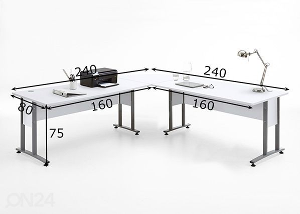 Nurgakirjutuslaud Calvia 240x240 cm mõõdud