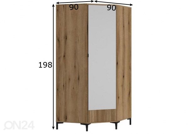 Nurgariidekapp Ricko 90x90 cm, valge/tamm mõõdud