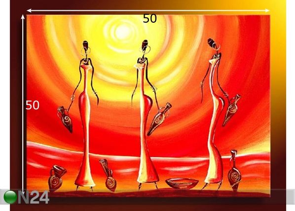 Õlimaal lõuendil Aafrika naised 50x50 cm mõõdud