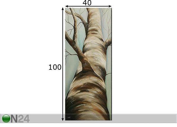 Õlimaal lõuendil Kask 100x40 cm mõõdud