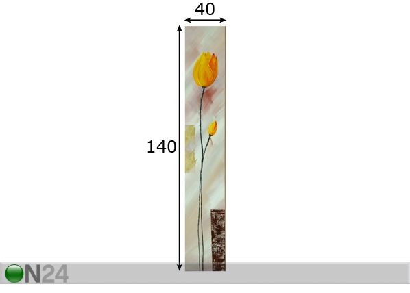 Õlimaal lõuendil Kollane tulp 140x40 cm mõõdud