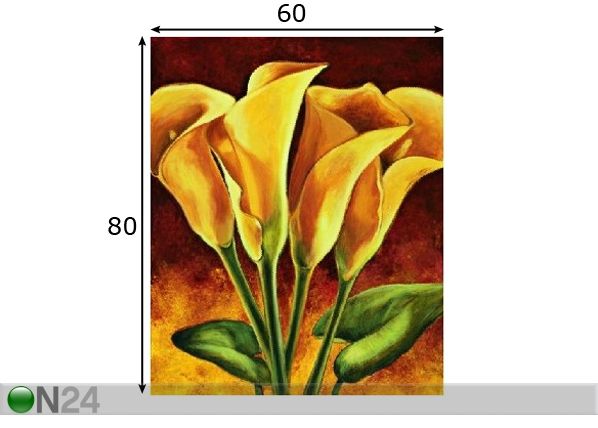 Õlimaal lõuendil Kollased lilled 80x60 cm mõõdud