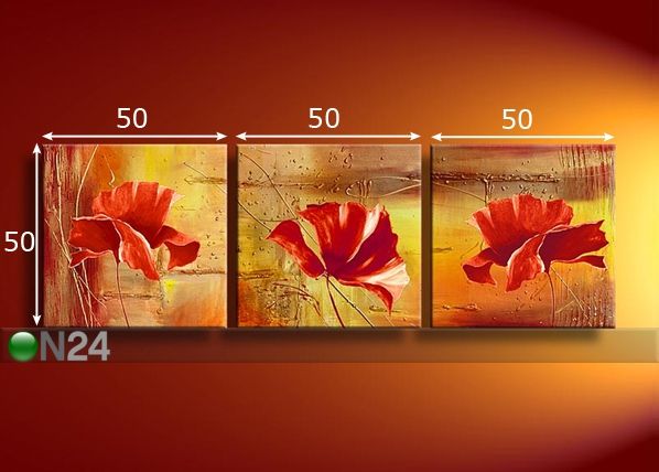 Õlimaal lõuendil Lilled 50x150 cm mõõdud