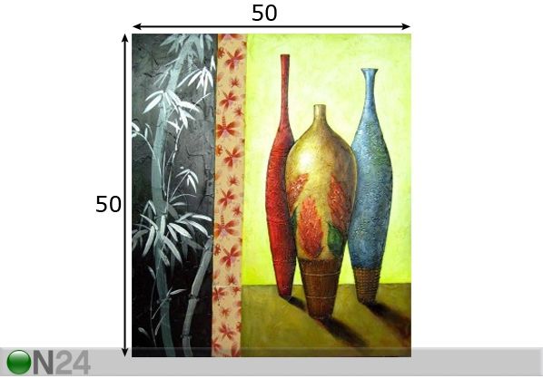 Õlimaal lõuendil Vaasid 50x50 cm mõõdud