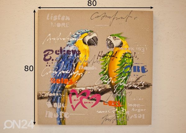 Õlimaal Papagoid 80x80 cm mõõdud