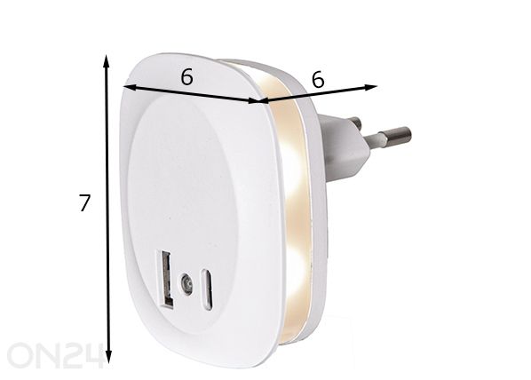 Öölamp USB-laadijaga mõõdud