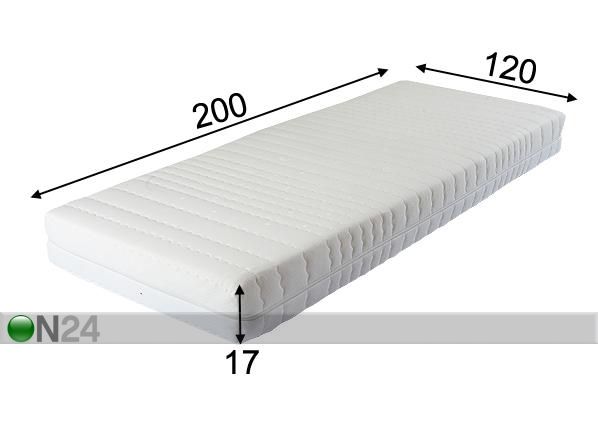 Ortopeediline madrats Madrazzi Lux 120x200x17 cm mõõdud