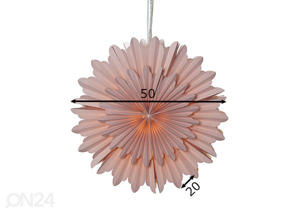 Paberist täht Crystal 50 cm, roosa mõõdud