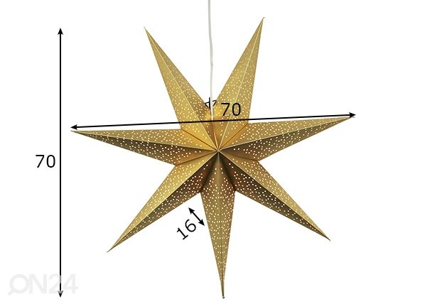 Paberist täht Dot 70 cm, kuldne mõõdud