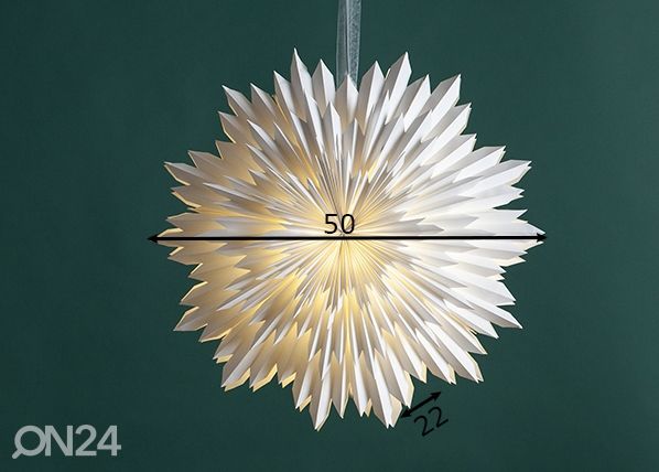 Paberist täht Ice 50 cm, valge mõõdud