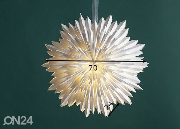 Paberist täht Ice 70 cm, valge mõõdud