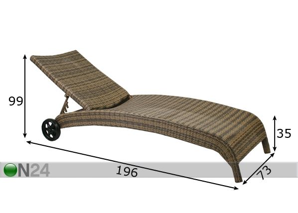 Päevitustool Wicker mõõdud