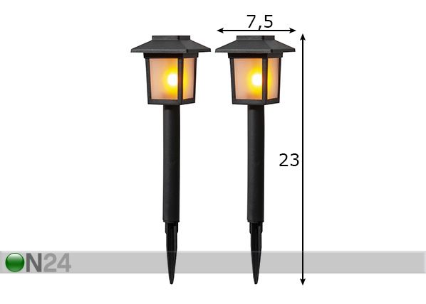 Päikesepaneeliga aiavalgusti Flame (2tk) mõõdud