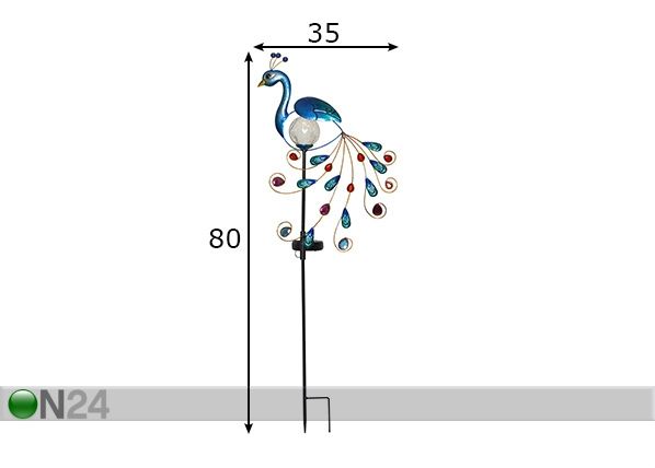 Päikesepaneeliga aiavalgusti Peacock mõõdud