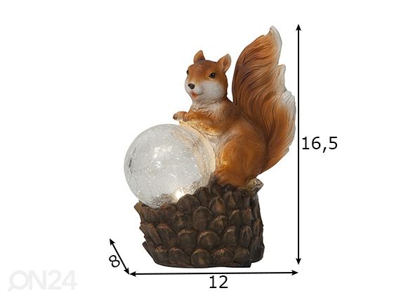 Päikesepaneeliga aiavalgusti Squirrel mõõdud