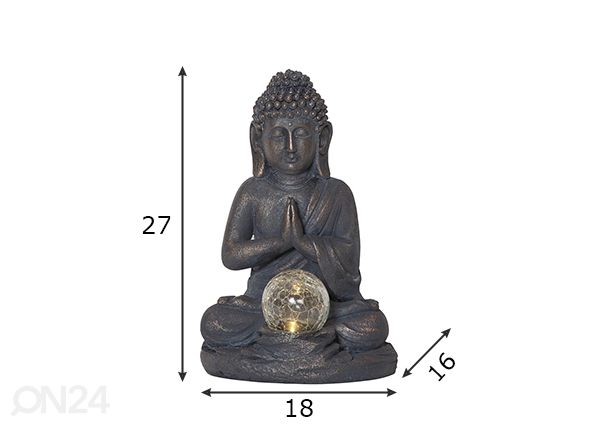 Päikesepaneeliga dekoratsioon Buddha mõõdud