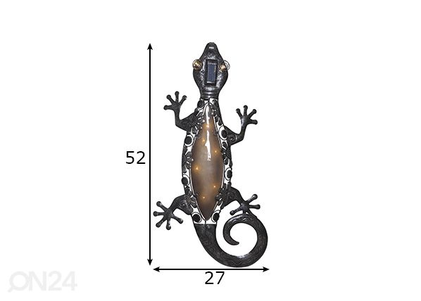 Päikesepaneeliga dekoratsioon Gecko mõõdud