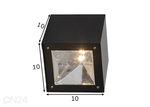 Päikesepaneeliga seinavalgusti Cube mõõdud